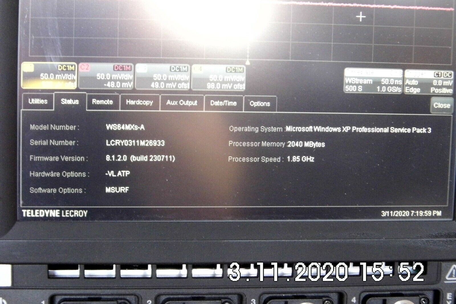 Lecroy Wavesurfer 64MXs-A Touchscreen Oscilloscope 600MHz 5GS/s 4CH Lecroy Wavesurfer 64MXs-A Touchscreen Oscilloscope 600MHz 5GS/s 4CH